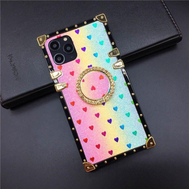 Luxury Glitter Cover Heart Square Phone Case for Samsung Galaxy A32 A22 A42 A52 A72 A71 A70 A50 A12 A31 A30 A51 A10E A20E A21S