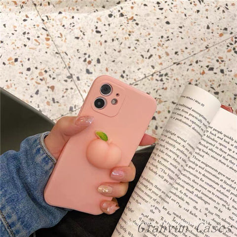 Image of iPhone 12 pro max iphone 11 pro max iphone 13 pro max case Pinch Music Decompress Peach Liquid Silicone Cheap Phone Case For iphone x xr xs max iphone 6 7 8plus