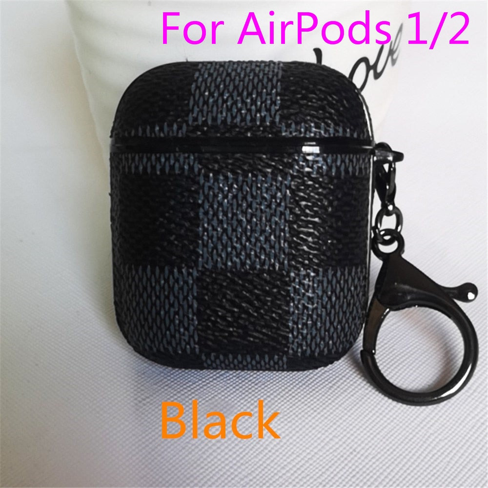 Luxury Leather case for Airpods 1 2 with keychain