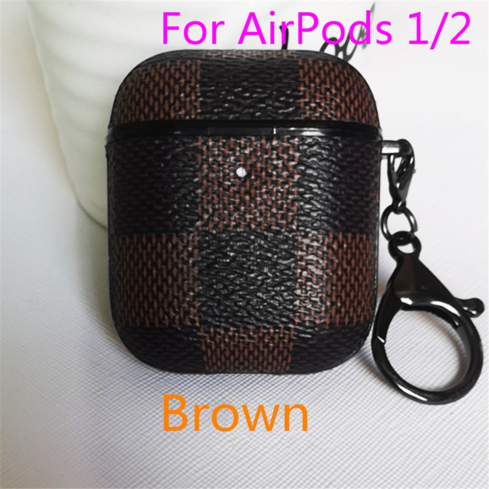 Luxury Leather case for Airpods 1 2 with keychain