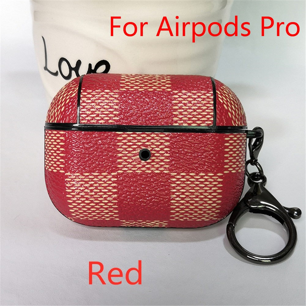 Luxury Leather case for Airpods 1 2 with keychain