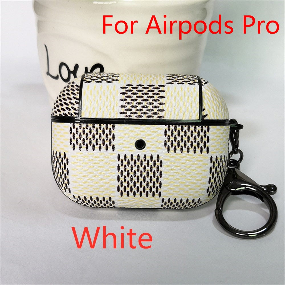 Luxury Leather case for Airpods 1 2 with keychain