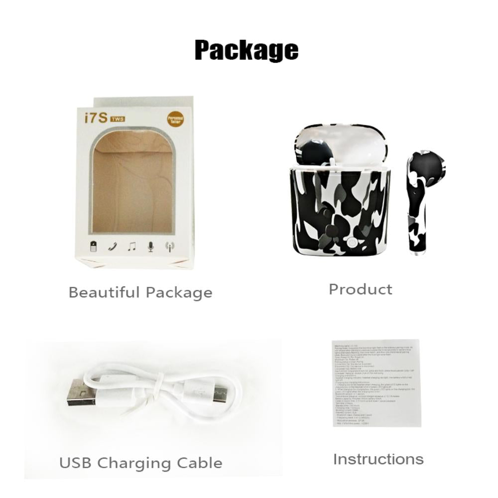Camouflage i7s TWS Wireless Bluetooth Headset with charging box