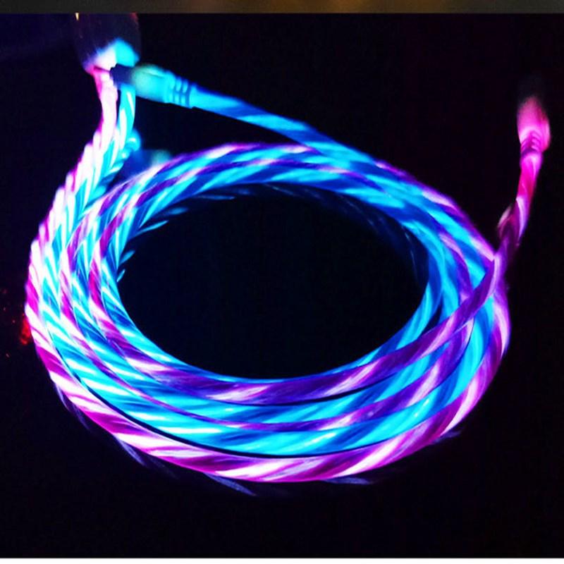 Flow LED light durable usb charger cable for smart phones